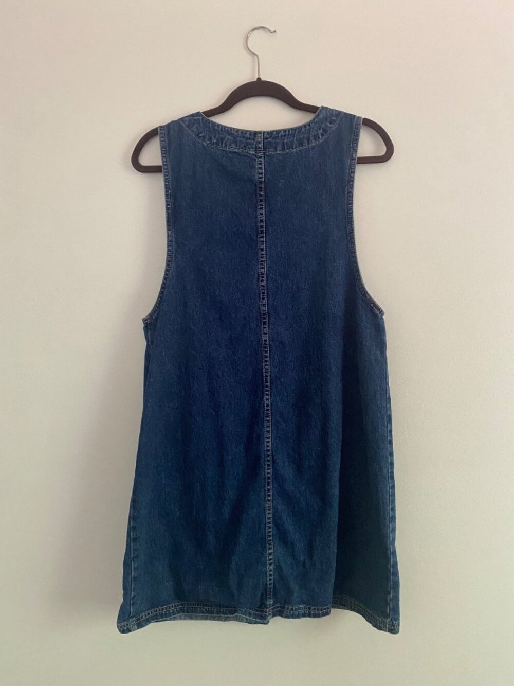 Vintage Eric Charles Denim Vest Dress With Floral Embroidery 100% Cotton Size M - Picture 4 of 6